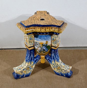 Majolika-Sattelvase, Italien - 19. Jahrhundert