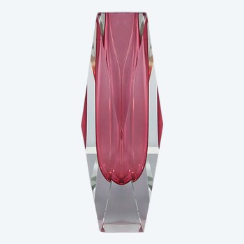 1960 Étonnant Vase Rose Par Flavio Poli pour Seguso. Fabriqué en Italie