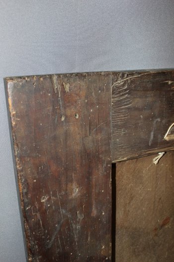Specchio Luigi XIII in noce e intarsio di legno chiaro XVII