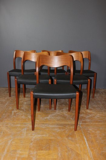 Suite Of Six Scandinavian Chairs By Niels Otto Moller About 1960