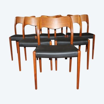 Suite Of Six Scandinavian Chairs By Niels Otto Moller About 1960