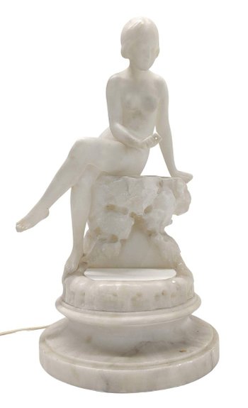 1930's Art Deco Alabaster Nightlight, By Umbetrto Stiaccini