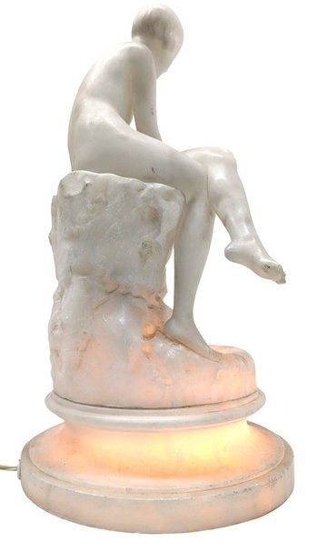 1930's Art Deco Alabaster Nightlight, By Umbetrto Stiaccini