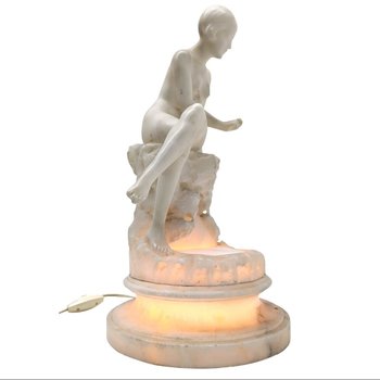 1930's Art Deco Alabaster Nightlight, By Umbetrto Stiaccini
