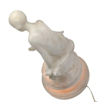 1930's Art Deco Alabaster Nightlight, By Umbetrto Stiaccini