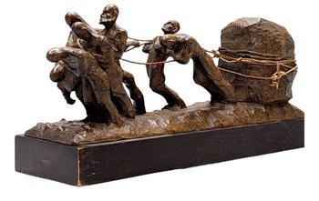 Wooden Sculpture The Pariahs In Wooden Period XXth