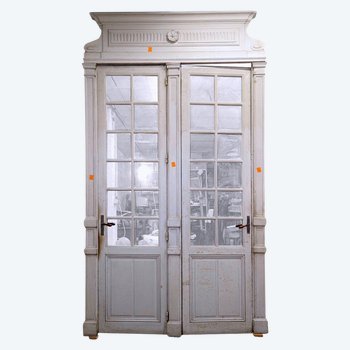 éléments De Boiserie En Bois Laqué XIXème (doubles Portes)