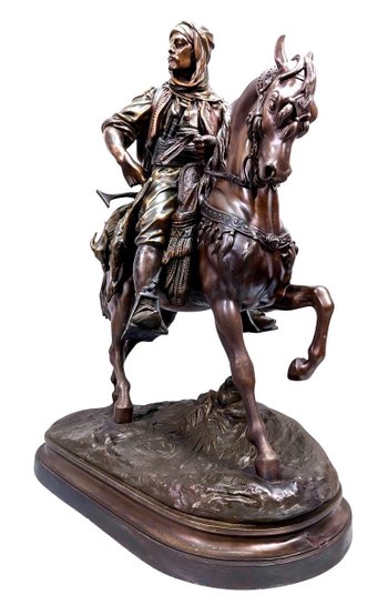 Cavaliere orientalista della fine del XIX secolo in regola firmato Barye Fils e Guillemin