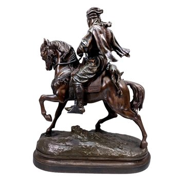 Cavaliere orientalista della fine del XIX secolo in regola firmato Barye Fils e Guillemin
