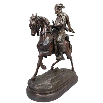 Cavaliere orientalista della fine del XIX secolo in regola firmato Barye Fils e Guillemin