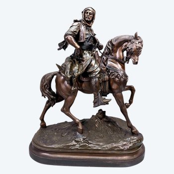 Cavaliere orientalista della fine del XIX secolo in regola firmato Barye Fils e Guillemin