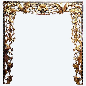 XIXth Decorative Element Openwork Golden Wood