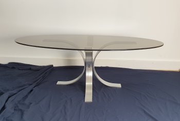 Table basse verre fumé circa 1970