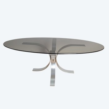 Table basse verre fumé circa 1970