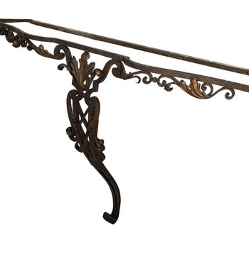 Wandkonsole aus Schmiedeeisen 1940 Art Deco und schwarzem Marmor