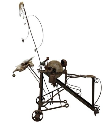 Scultura in metallo cinetica e automatizzata di Michel Haillard