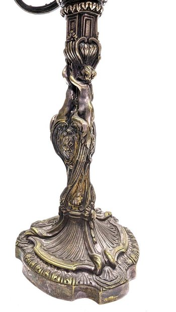Pair Of Silver Bronze Candlesticks With Nineteenth Cherubs