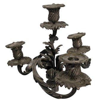 Pair Of Silver Bronze Candlesticks With Nineteenth Cherubs