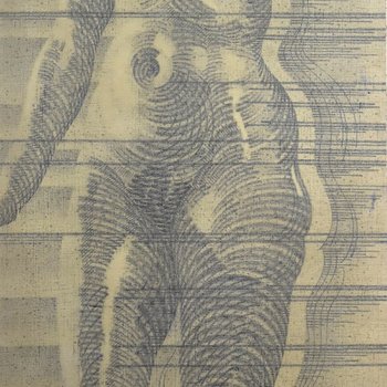 Grand Portrait De Femme Au Crayon Gras Années 60 Martinez