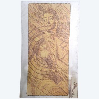 Donna In Carboncino E Sanguine Su Tessile Scuola Francese Martinez