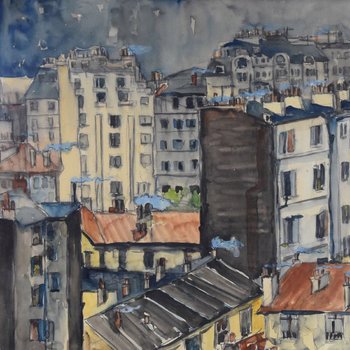 Les Toits Parisiens Gouache Signée Ginther