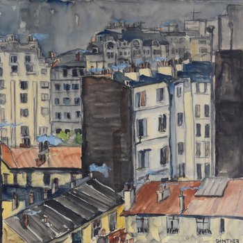Les Toits Parisiens Gouache Signée Ginther