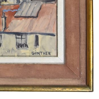 Les Toits Parisiens Gouache Signée Ginther