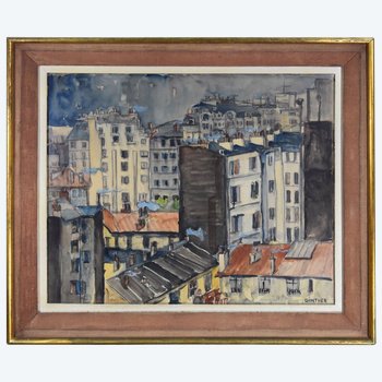 Les Toits Parisiens Gouache Signée Ginther