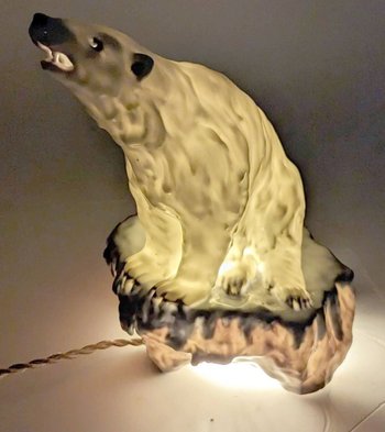 Set di 3 lampade da notte a forma di orso in ceramica Art Déco 1930