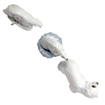 Set di 3 lampade da notte a forma di orso in ceramica Art Déco 1930