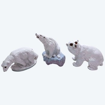 Set di 3 lampade da notte a forma di orso in ceramica Art Déco 1930