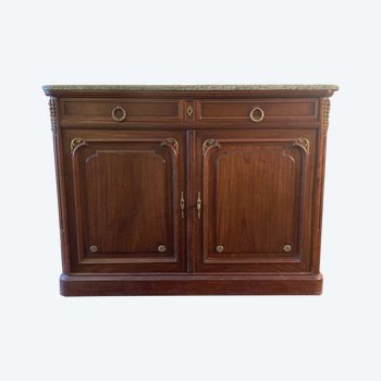 Credenza a due ante - Mogano e Marmo Verde - Fine XIX sec