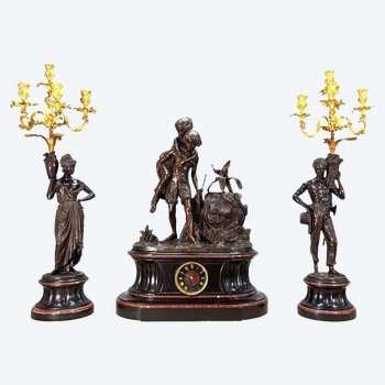 Nineteenth Bronze Trim Paul And Virginia By Charles Cumberworth