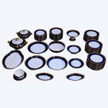 Porcelain Service Limougeaud Master Porcelain Makers With Golden Chevrons 73 Pieces