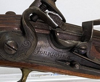 Pistola a pietra focaia da corsaro svedese del XVIII secolo