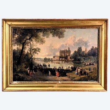 Auguste Maillet Rigon The Chateau De Pierrefonds View From The Lake