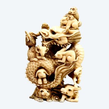 Japanese Okimono Group Of Animals XIXth Century