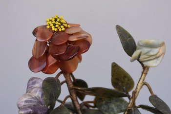 Chinese Hard Stone Flower Mantel Trim Early 20th Century