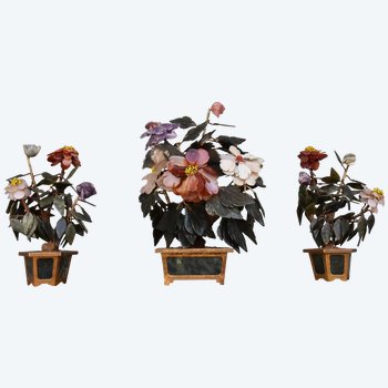 Chinese Hard Stone Flower Mantel Trim Early 20th Century