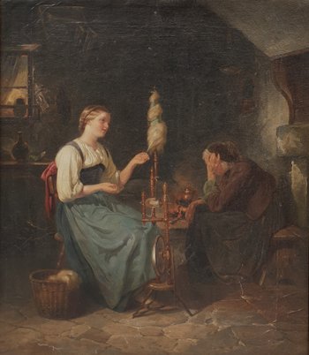 Benjamin VAUTIER (Attribué à) - La fileuse