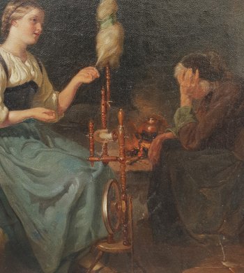 Benjamin VAUTIER (Attribué à) - La fileuse