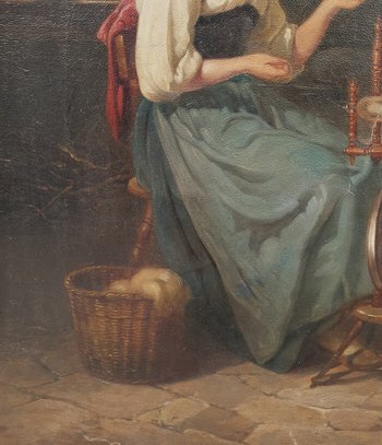 Benjamin VAUTIER (Attribué à) - La fileuse
