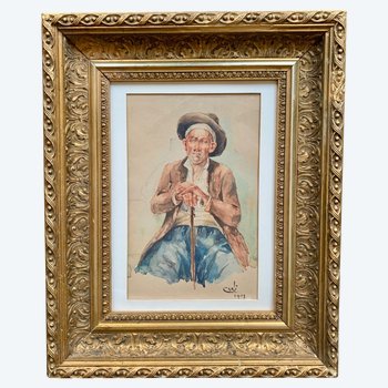 Watercolor of a peasant