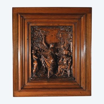 Tableau Sculpté en Noyer Massif – Fin XIXe