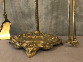 19th Century Bronze And Brass Fireplace Servant In Louis XV Style