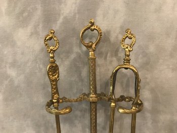 19th Century Bronze And Brass Fireplace Servant In Louis XV Style