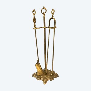 19th Century Bronze And Brass Fireplace Servant In Louis XV Style