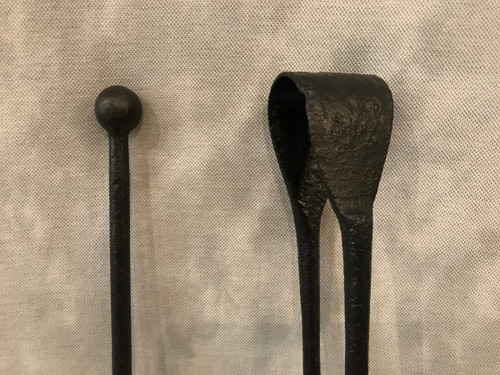 Old Fireplace Servant In Blackened Iron Including A Shovel And A Tong