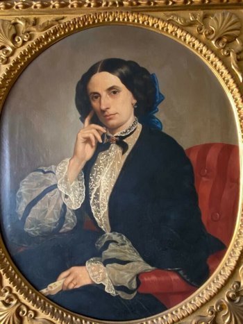 Öl auf Leinwand Porträt einer XIX. Frau signiert C. Mussini 1858
