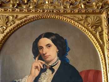 Öl auf Leinwand Porträt einer XIX. Frau signiert C. Mussini 1858